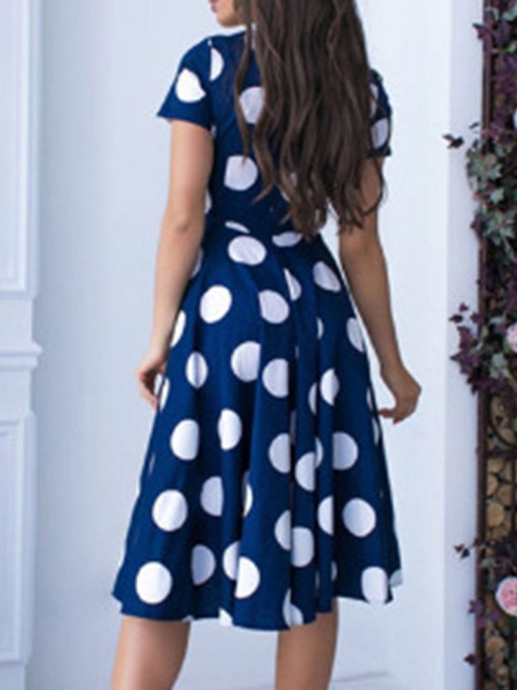 Damen Rundhalsausschnitt Kurzarm Polka Dots Ausgehen A-linien Kleid