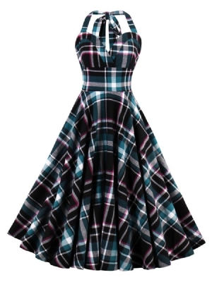 Damen-tartan-kleid Mit Plissee Und Plissee In A-linien-linie