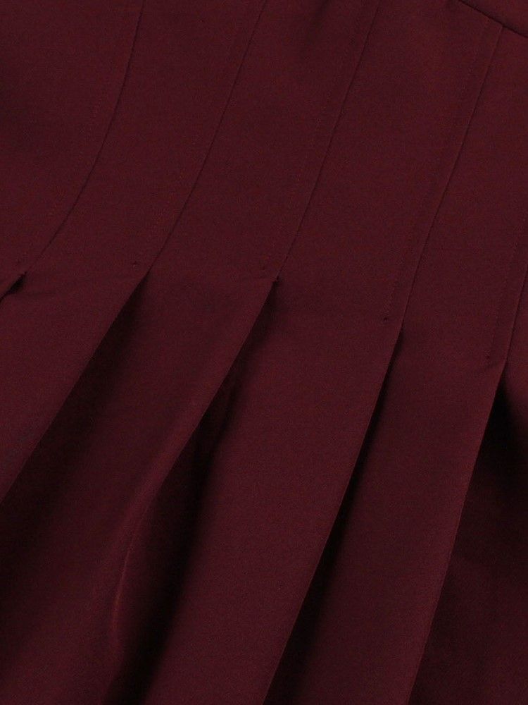 Einfarbiges A-linien-kleid Mit Laternenärmeln Für Damen