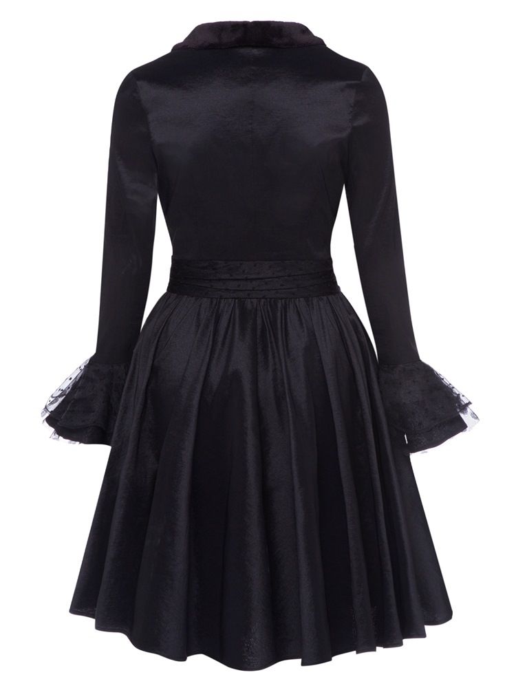 Halloween A-linie Lange Ärmel Damenkleid