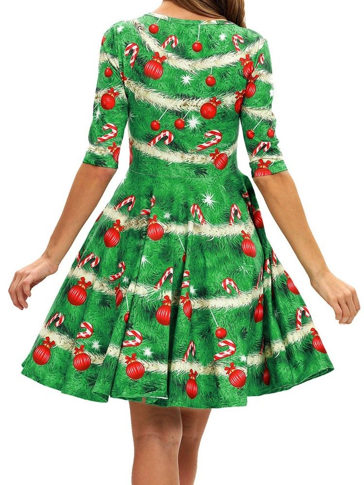 Weihnachts-weihnachtsrundhals-halbarm-oberknie-sommer-party-cocktailkleid