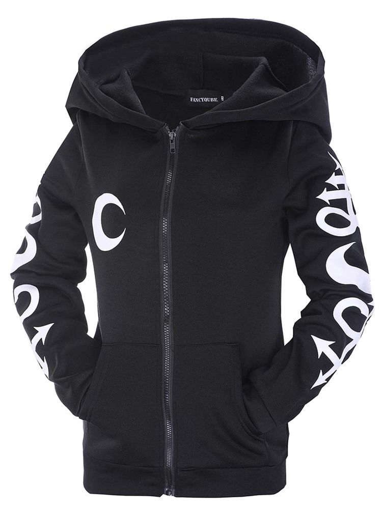 Damen Brief Print Zipper Cooler Hoodie