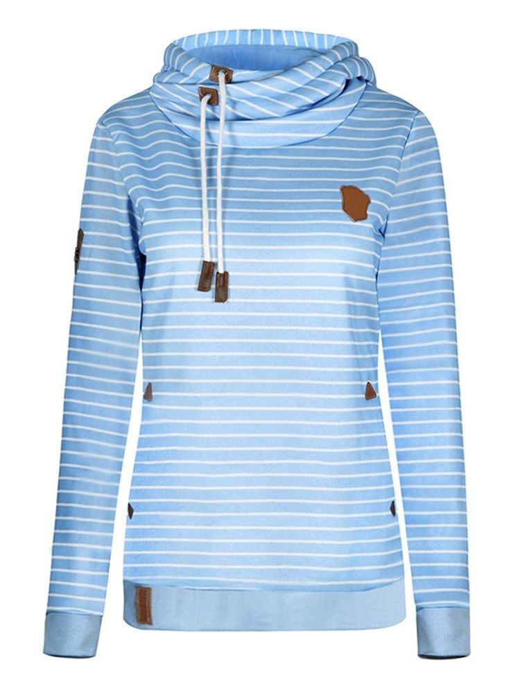 Damen Gestreifter Lockerer Lässiger Cooler Hoodie