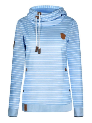 Damen Gestreifter Lockerer Lässiger Cooler Hoodie