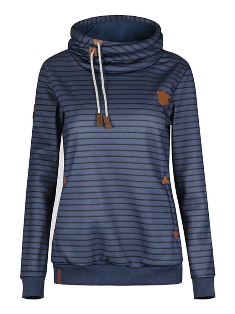 Damen Gestreifter Lockerer Lässiger Cooler Hoodie