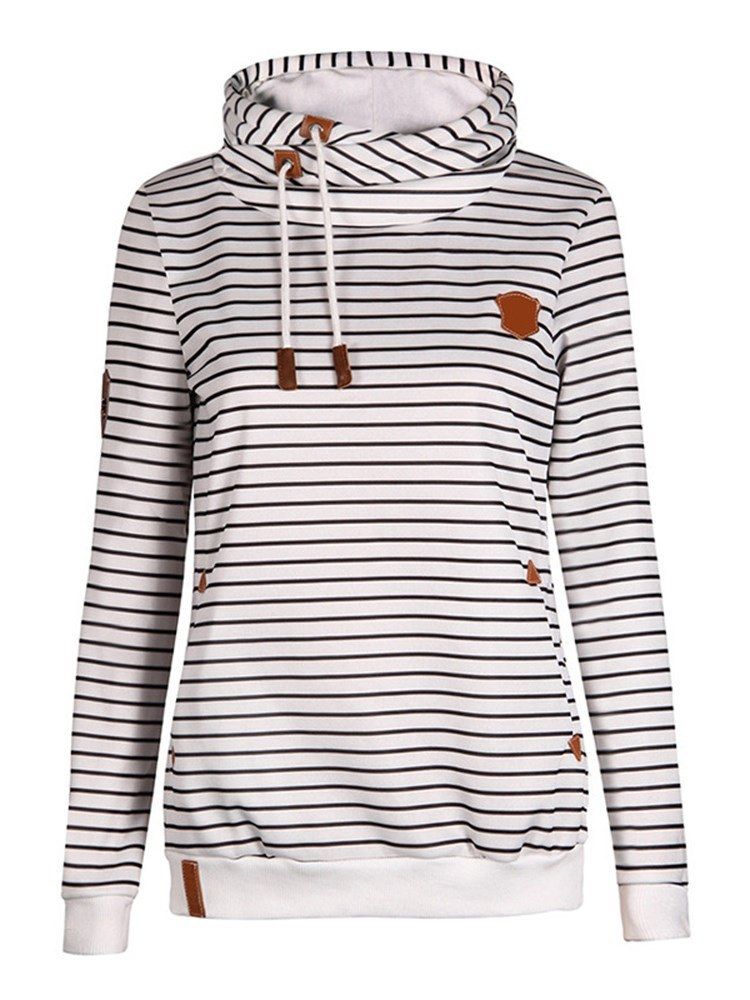 Damen Gestreifter Lockerer Lässiger Cooler Hoodie