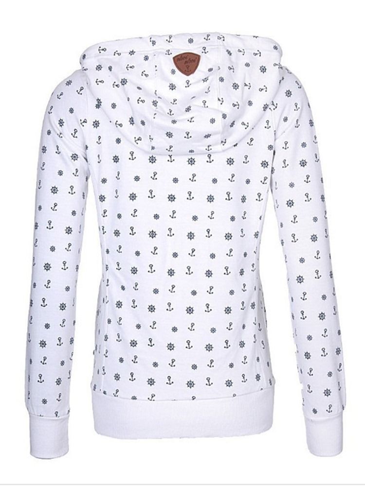 Damen Slim Geometrischer Print Reißverschluss Cooler Hoodie