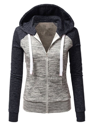 Damen Slim Zipper Color Block Cooler Hoodie