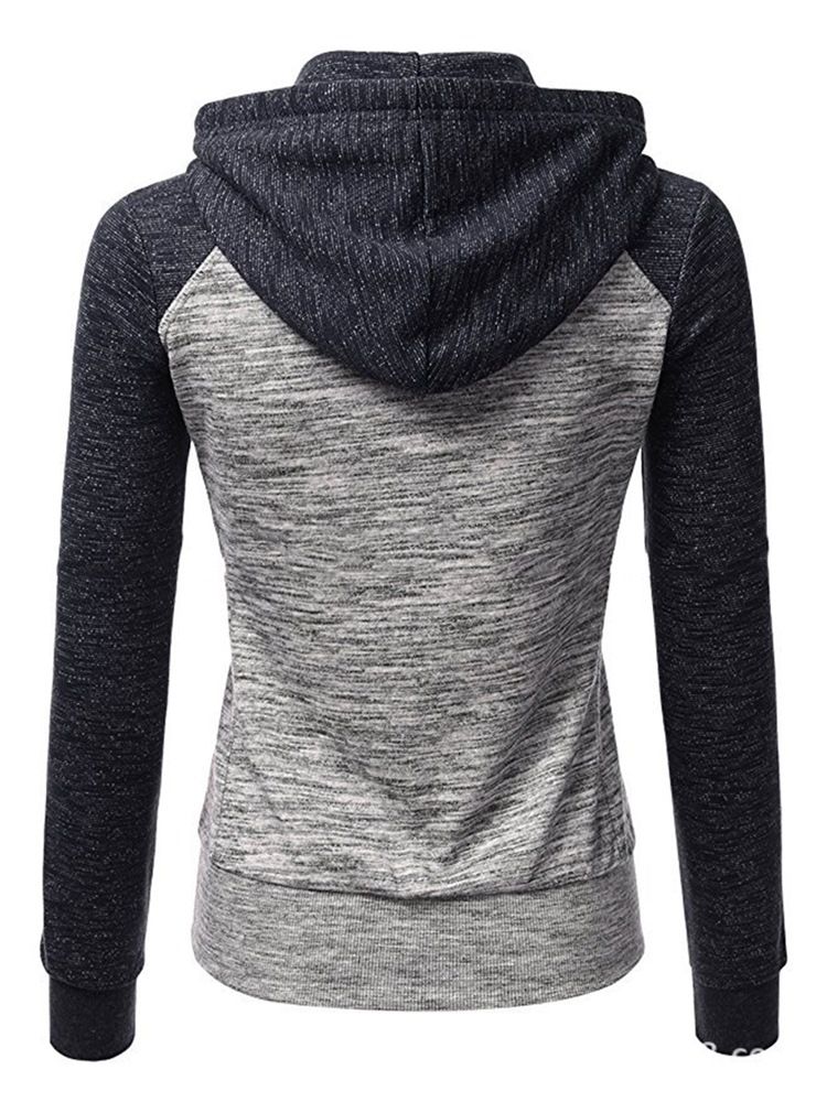 Damen Slim Zipper Color Block Cooler Hoodie