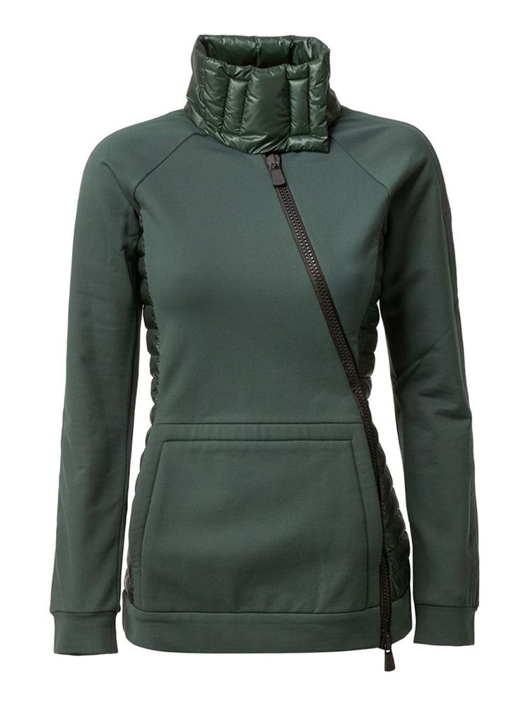 Damen Slim Zipper Rollkragen Cooler Hoodie