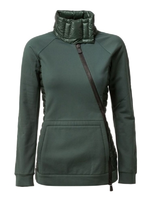 Damen Slim Zipper Rollkragen Cooler Hoodie