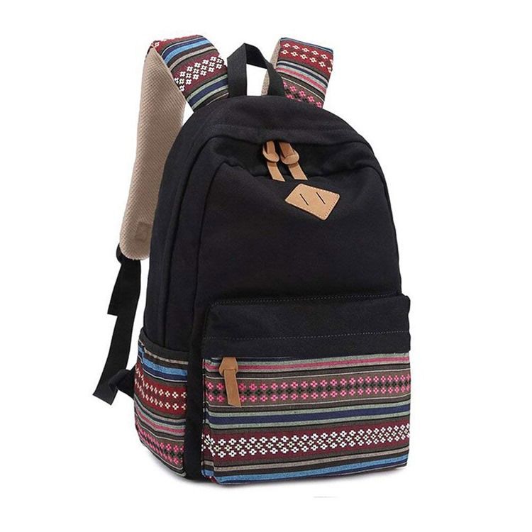 Canvas Floral Zipper Damen Rucksack