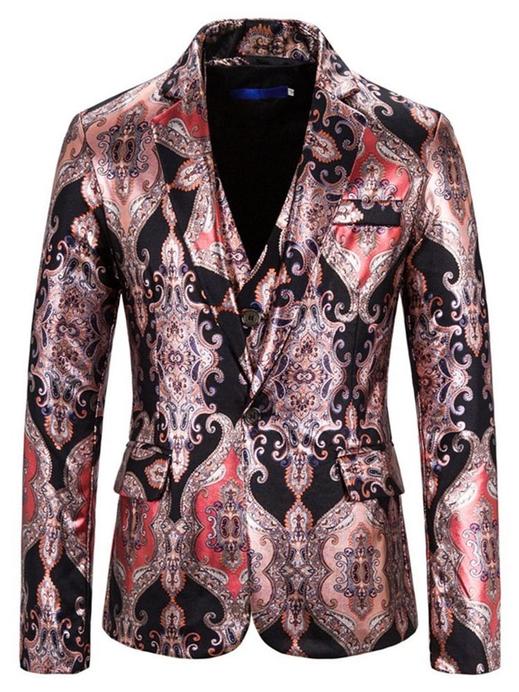 Blazer Print Ein Knopf Herren Anzug