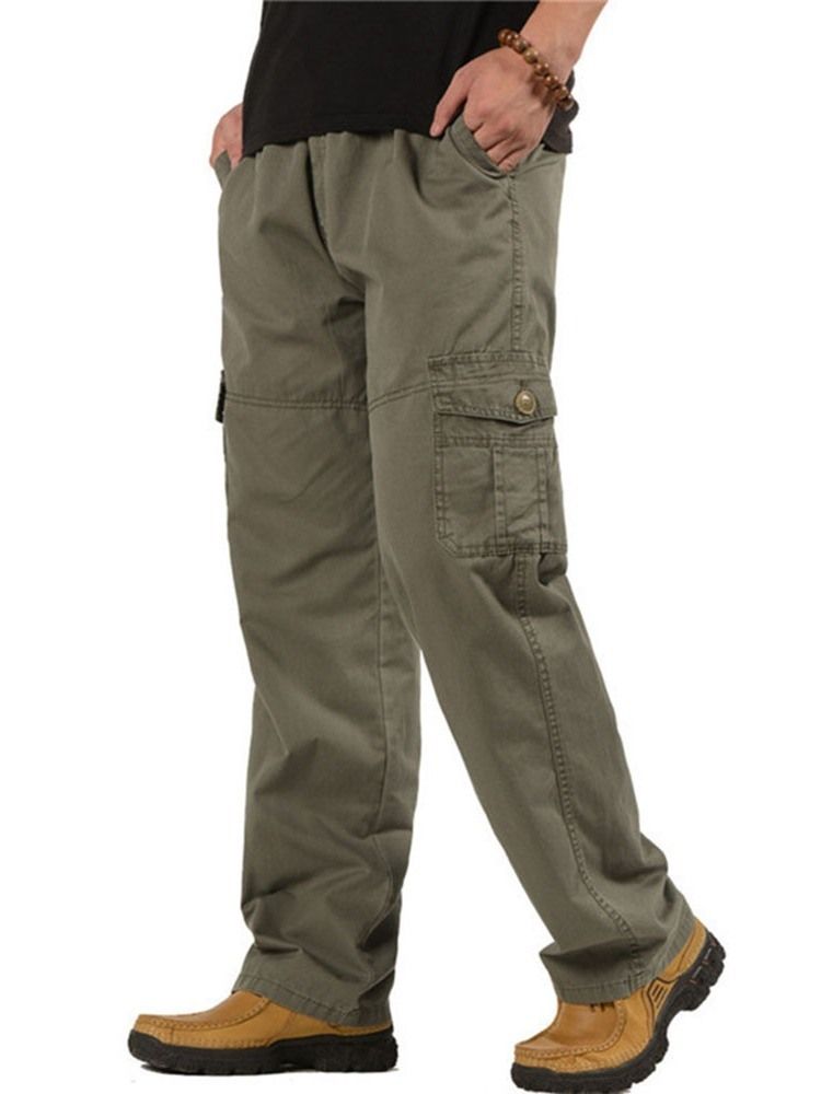 Einfache Overall Pocket Casual Mid Waist Herren Freizeithose