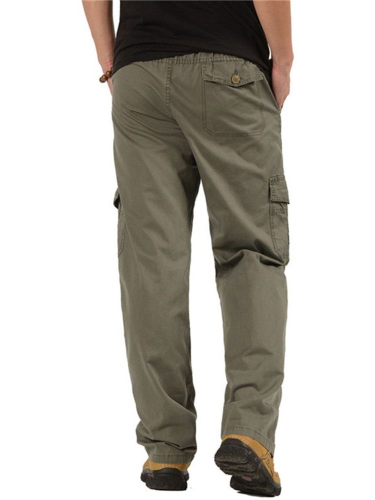 Einfache Overall Pocket Casual Mid Waist Herren Freizeithose