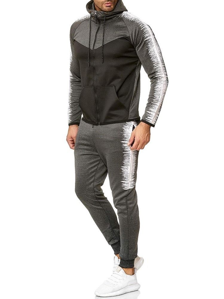 Hoodie Color Block Herren-reißverschluss-outfit