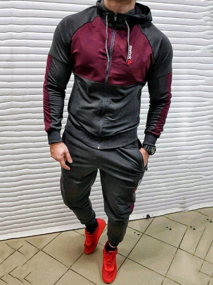 Hoodie Style Casual Patchwork Herren Outfit