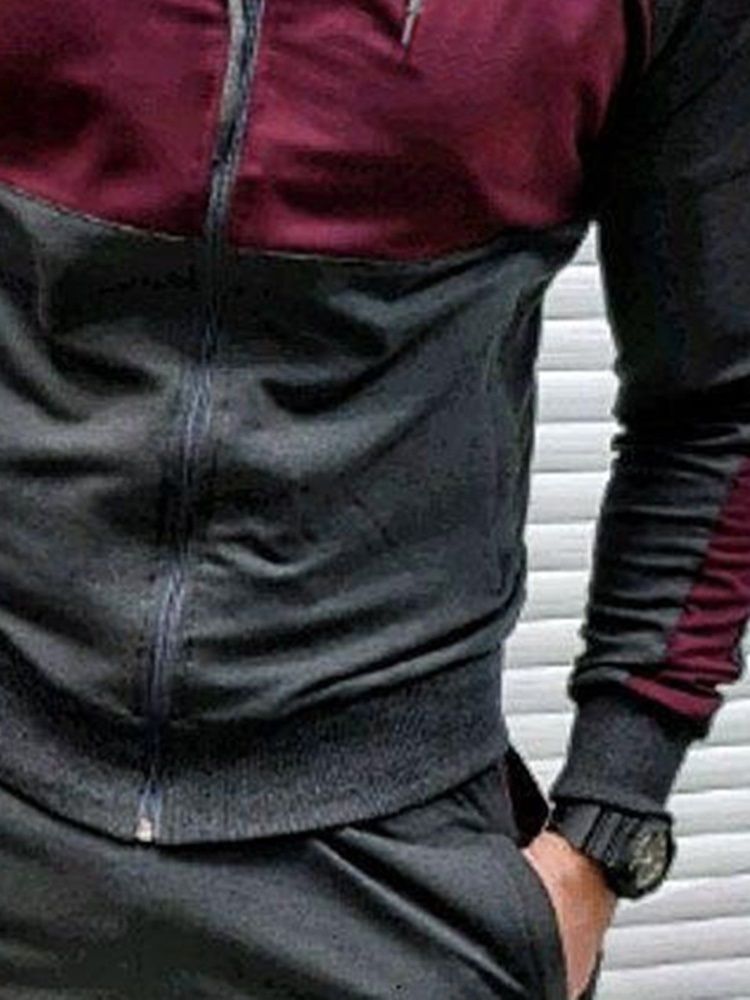 Hoodie Style Casual Patchwork Herren Outfit