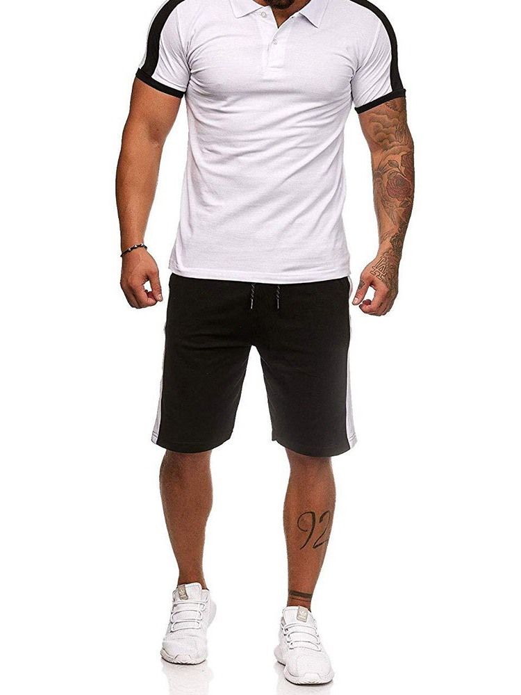 Knöpfe Farbblock Casual Herren Outfit