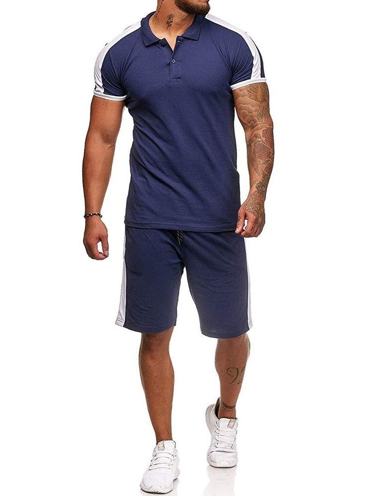 Knöpfe Farbblock Casual Herren Outfit