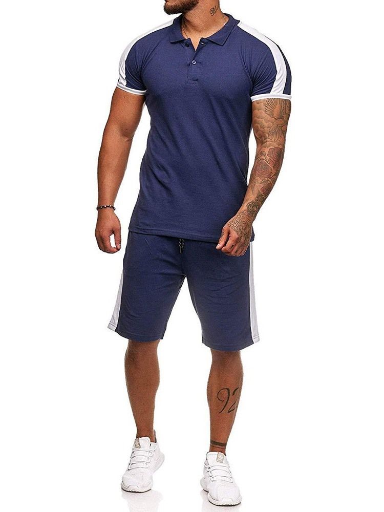 Knöpfe Farbblock Casual Herren Outfit