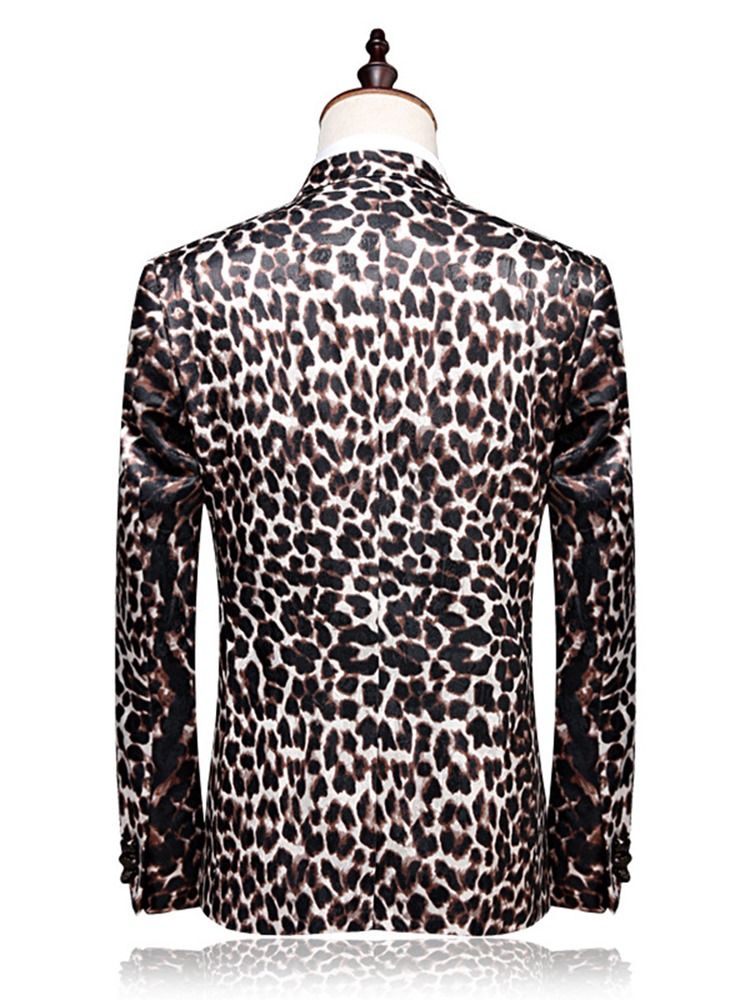 Leopard Print Patchwork Slim Fit Herren Blazer Anzüge