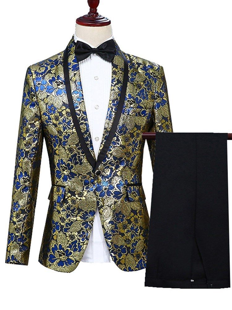 Schalkragen Floral Blazer Hosen Herren Ball Party Anzüge