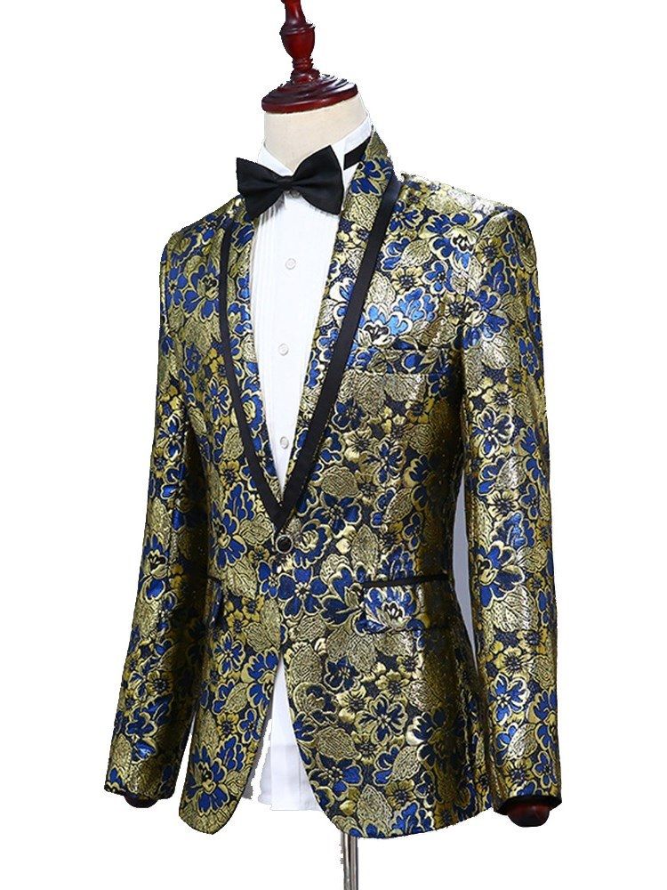 Schalkragen Floral Blazer Hosen Herren Ball Party Anzüge