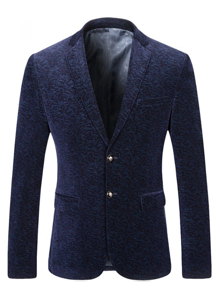 Bedruckter Gekerbter Revers Slim Herren Casual Smoking Blazer