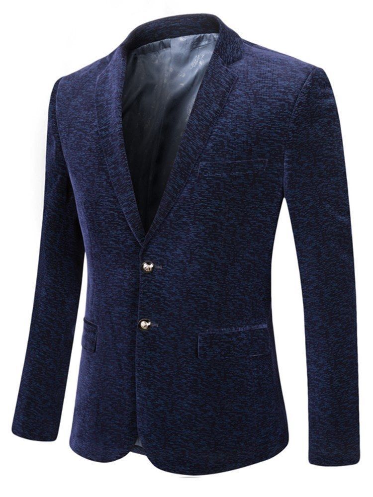 Bedruckter Gekerbter Revers Slim Herren Casual Smoking Blazer