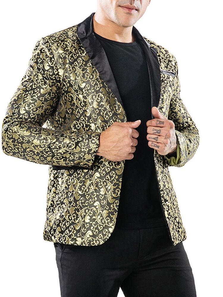 Bedrucktes Herren-smoking-blazer-kostüm Mit Einem Knopf Und Gekerbtem Revers