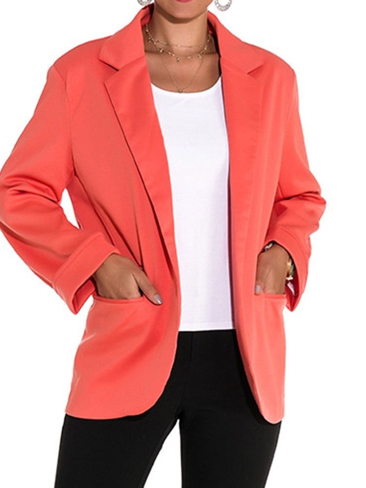 Damen-langarm-einfarbiger Frühlings-mittellanger Freizeit-blazer