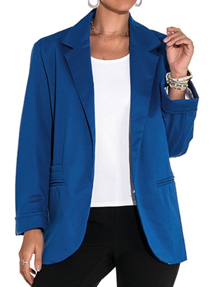 Damen-langarm-einfarbiger Frühlings-mittellanger Freizeit-blazer