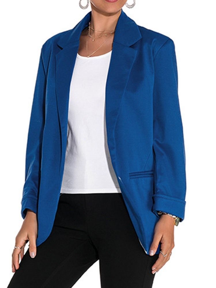 Damen-langarm-einfarbiger Frühlings-mittellanger Freizeit-blazer