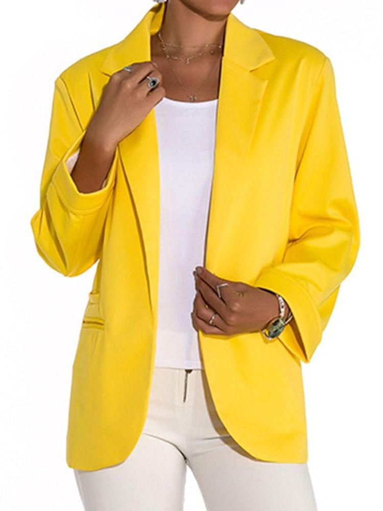 Damen-langarm-einfarbiger Frühlings-mittellanger Freizeit-blazer