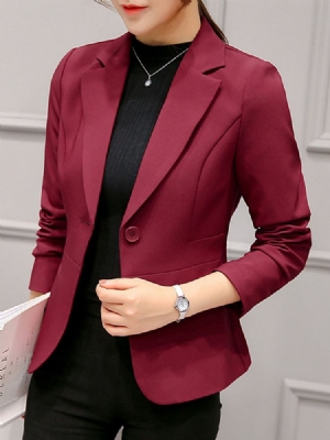 Damen Schlichter Ein-knopf-langarm-standard-herbst-freizeit-blazer