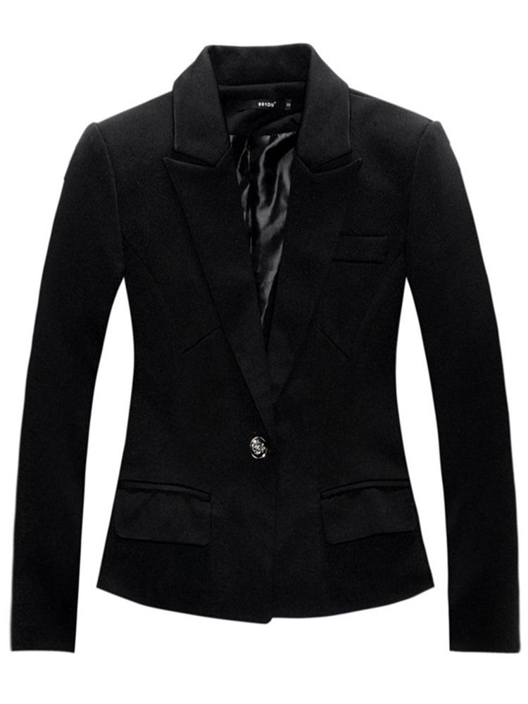 Einfarbiger Schmal Geschnittener Damen-blazer Mit Revers Und Einem Knopf