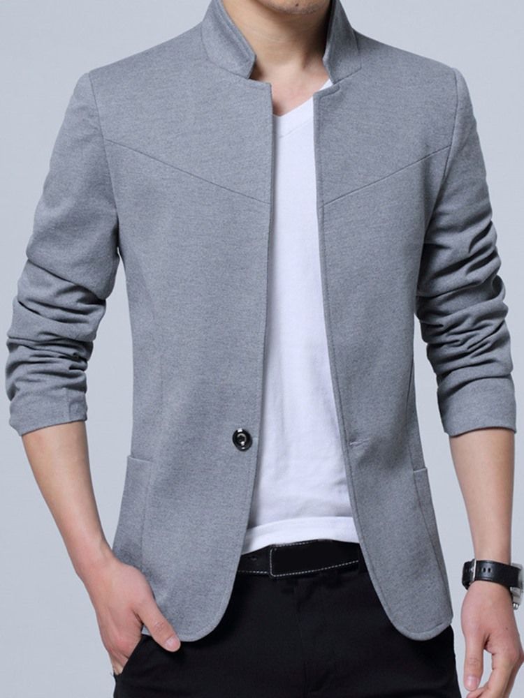 Einfarbiger Stehkragen Herren Blazer