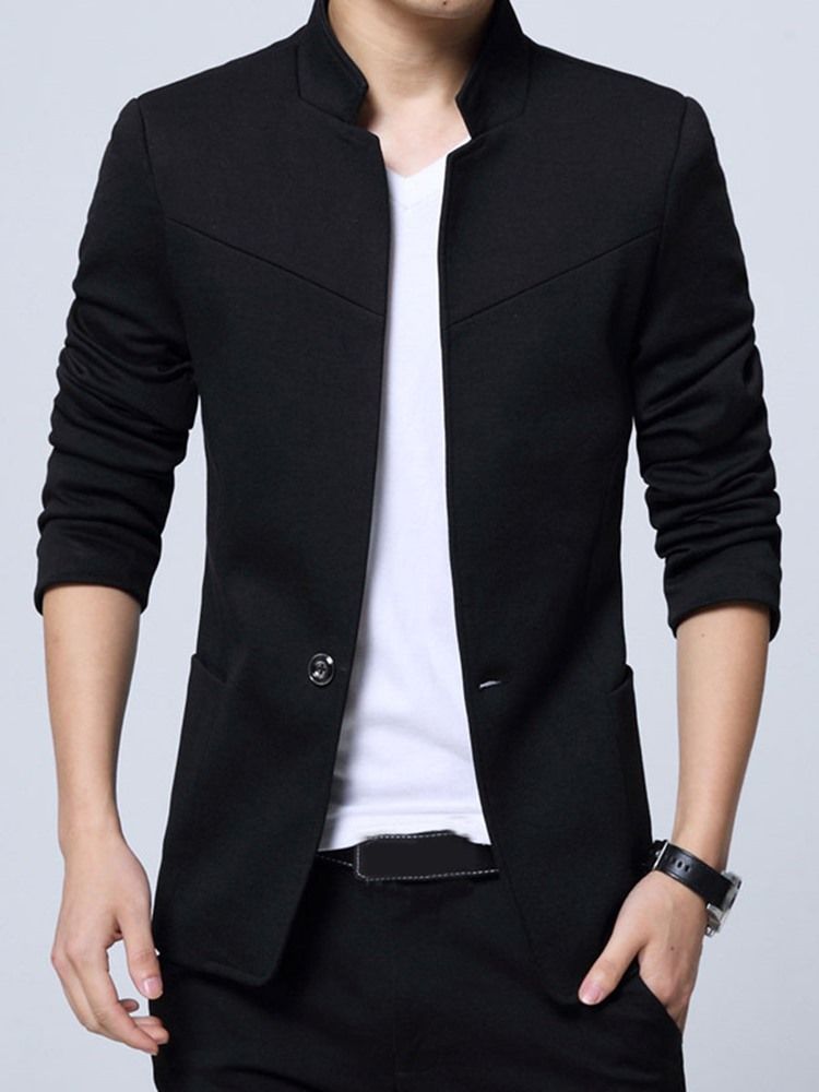 Einfarbiger Stehkragen Herren Blazer