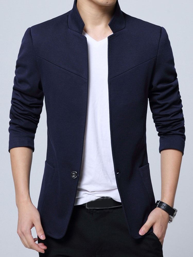 Einfarbiger Stehkragen Herren Blazer