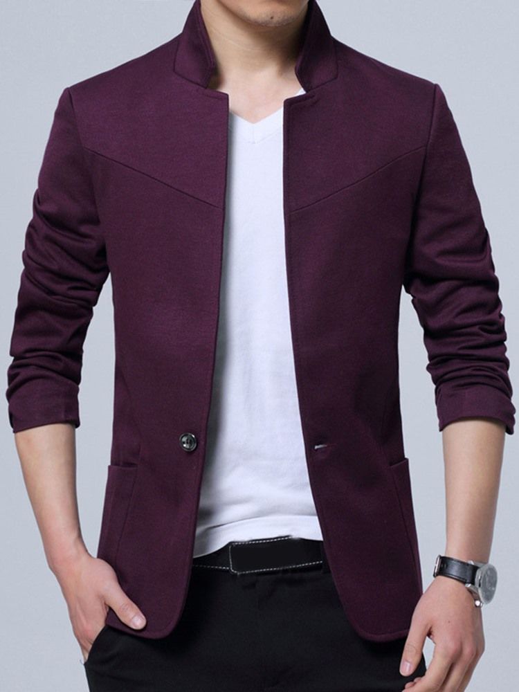 Einfarbiger Stehkragen Herren Blazer