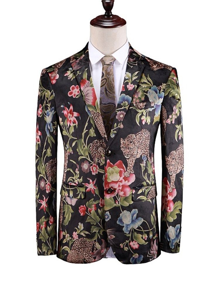 Einreihiger Herren-blazer Mit Print Animal