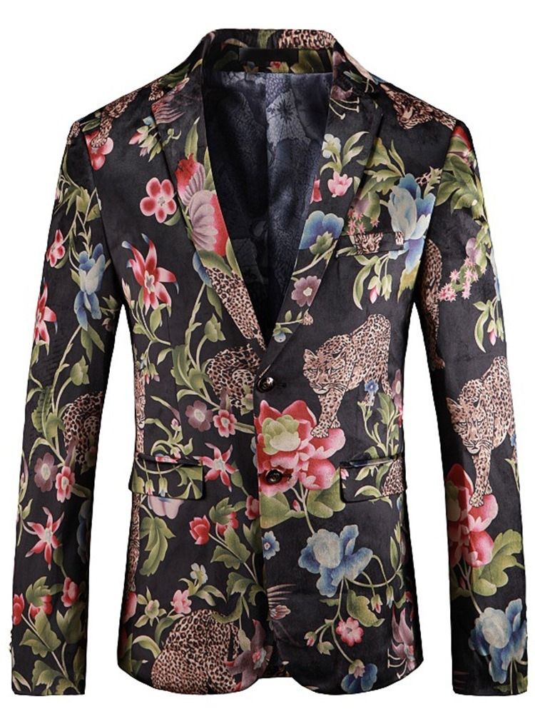 Einreihiger Herren-blazer Mit Print Animal