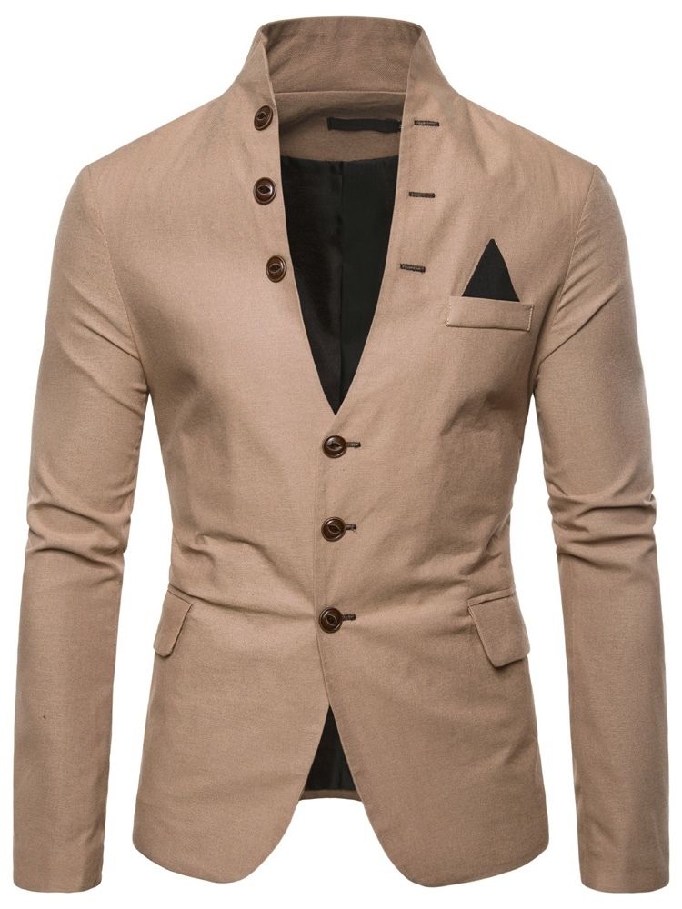 Einreihiger Herren-blazer Mit Schlichtem Stehkragen Und Tasche