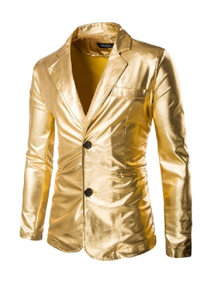 Einreihiger Herren-partyblazer In Metallic-optik Mit Kerbe Und Revers