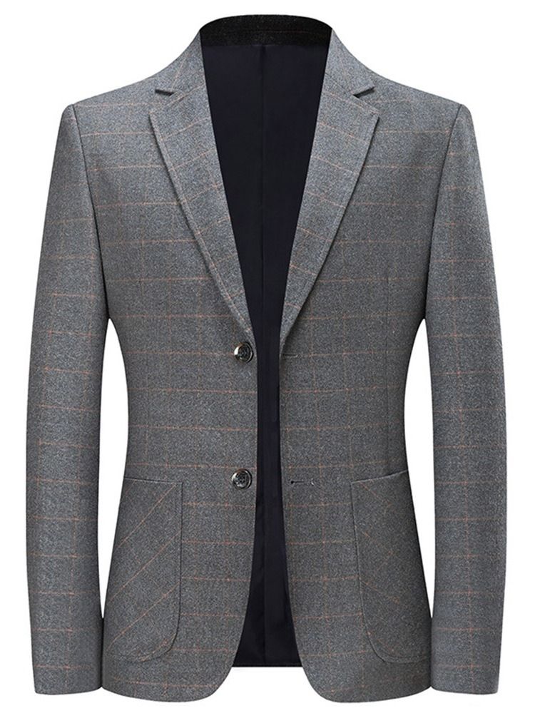 Einreihiger Karierter Herren-blazer Mit Gekerbtem Revers