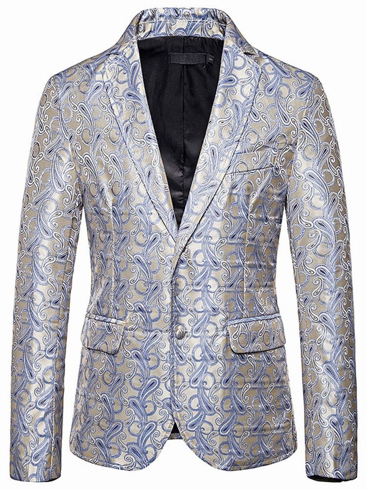 Einreihiger Print Casual Herren Freizeitblazer