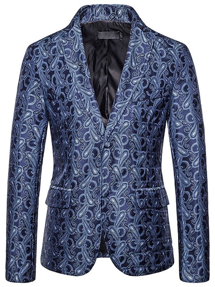 Einreihiger Print Casual Herren Freizeitblazer