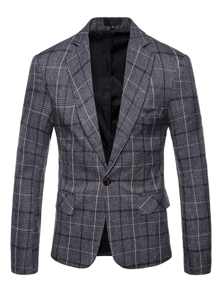 Ericdres Plaid One Button Straight Herren Casual Blazer