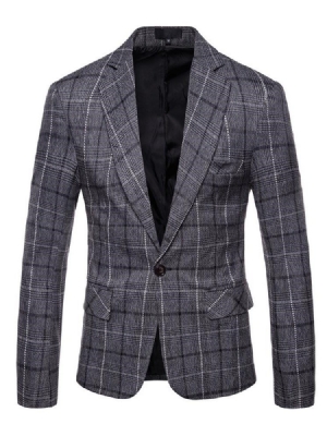 Ericdres Plaid One Button Straight Herren Casual Blazer